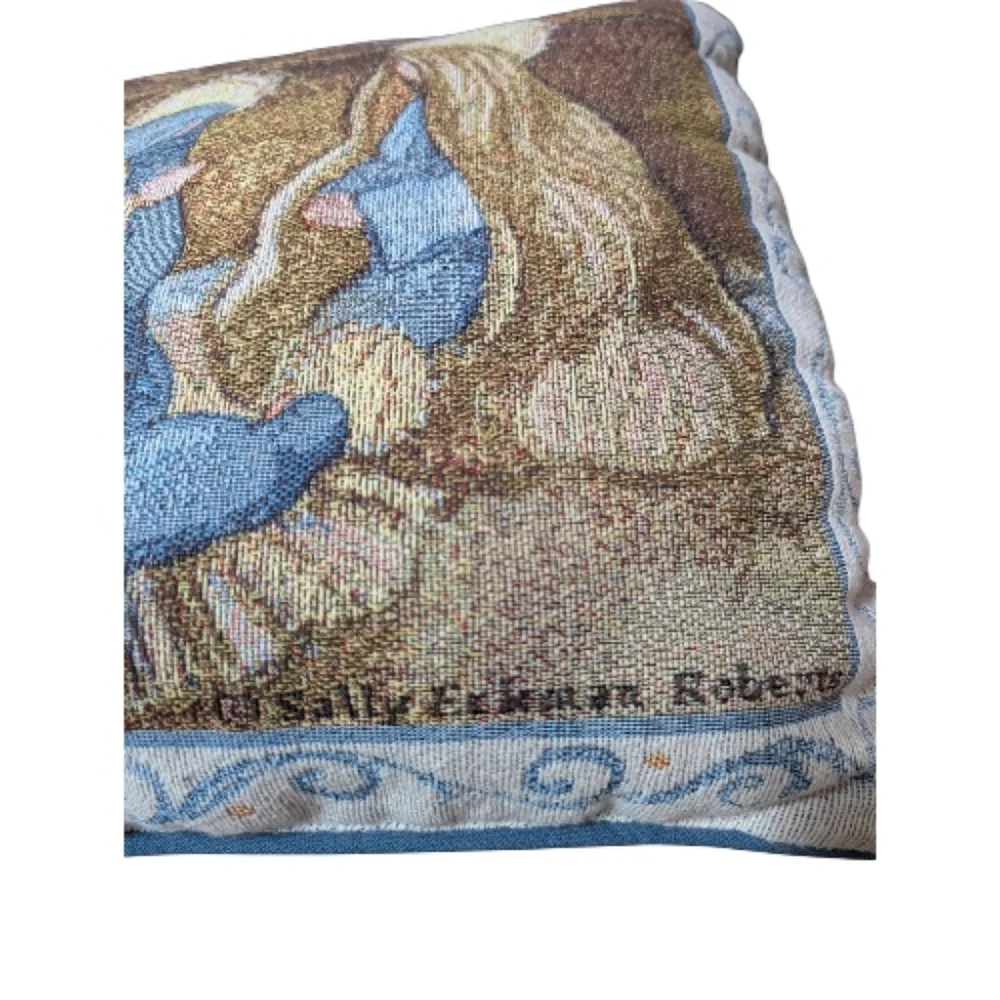 Vintage Sally Eckman Roberts Nativity‎ Tapestry Throw Pillow